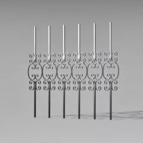 Building Iron Railing Fence Parts 3d model