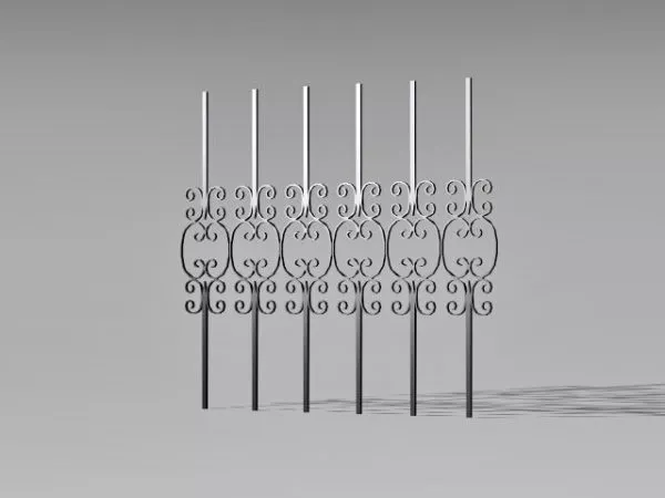 Wrought Iron Fence Retro Style 3d model