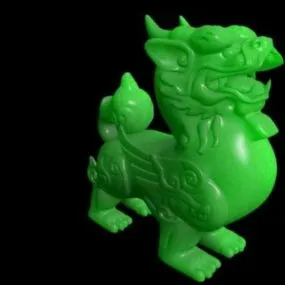 Old Jade Qilin Carving 3d model