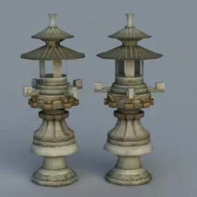 Japan Garden Stone Lantern 3d model
