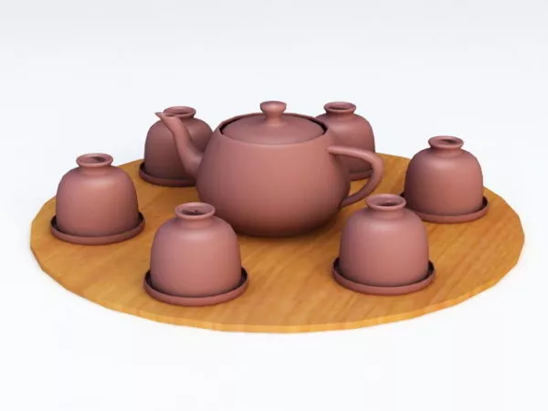 White Porcelain Teapot Set 3d model