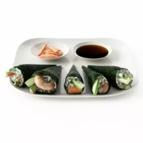 Japanese Sushi Breakfast Food 3d model