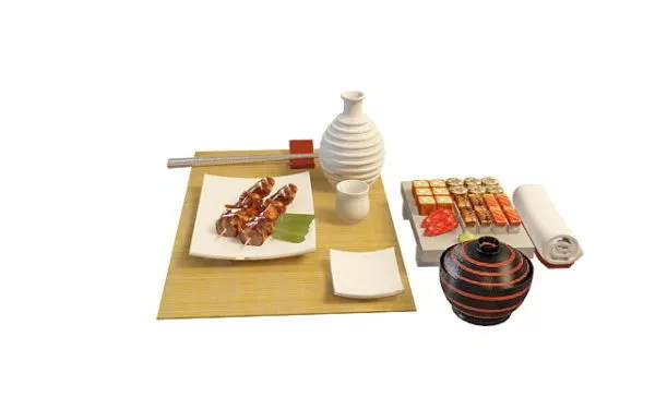 Japanese Food Cuisine Dinner Set 3d model Japanese Food Cuisine Dinner Set 3d model