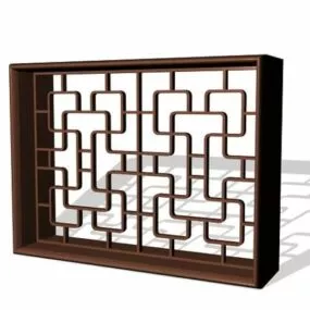 Japanese Wooden Lattice Window 3d model