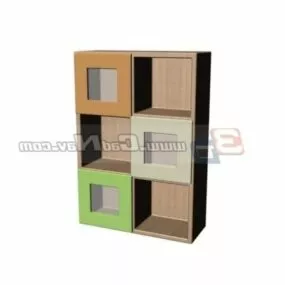 Kids Toys Colorful Wooden Cabinet 3d model