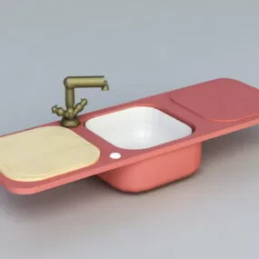 Sink With Drainboard 3d model