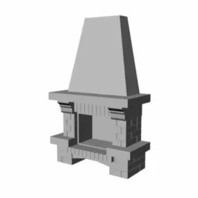 Kitchen Vintage Brick Fireplace 3d model