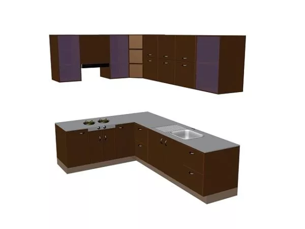 Kitchen L Cabinet Units Design 3d model Kitchen L Cabinet Units Design 3d model