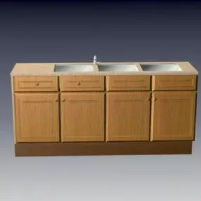 Wooden Kitchen Cabinet With Sink 3d model