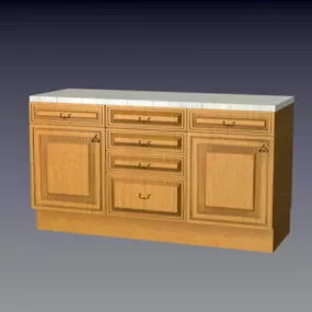 Wood Kitchen Counter Cabinet 3d model