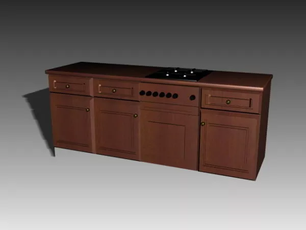 Kitchen Countertop With Stove 3d model Kitchen Countertop With Stove 3d model