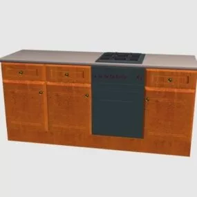 Kitchen Countertop Design With Stove 3d model