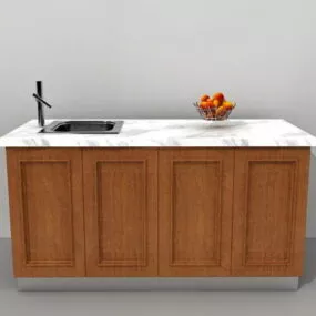 Simple Kitchen Island With Cabinet 3d model