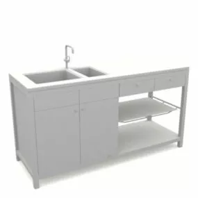 Simple Kitchen Sink Base Cabinet 3d model