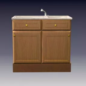 Wooden Kitchen Sink Cabinet 3d model