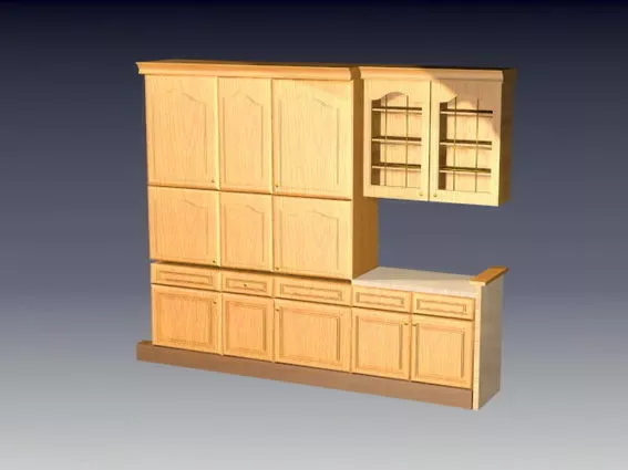 Kitchen Wooden Wall Cupboards 3d model Kitchen Wooden Wall Cupboards 3d model
