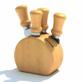 Kitchen Knife Sets With Wooden Block 3d model
