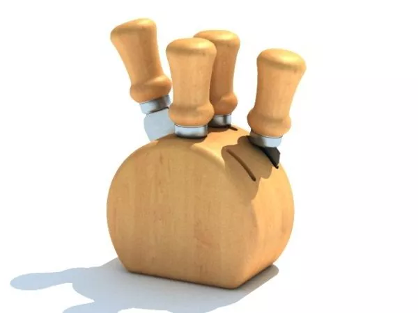 Kitchen Knife Sets With Wooden Block 3d model Kitchen Knife Sets With Wooden Block 3d model