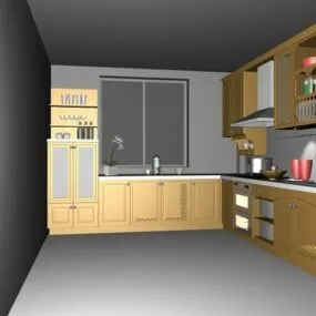 Small L Shape Kitchen Design Layout 3d model