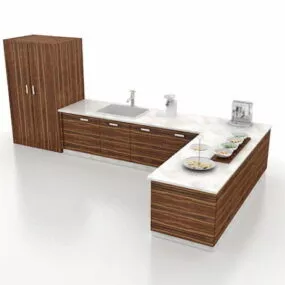 L Shape Kitchen Tall Storage Unit 3d model