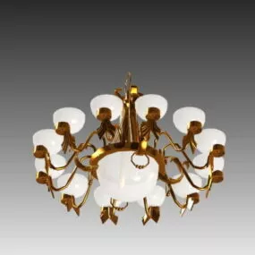 Living Room Large Brass Chandelier 3d model