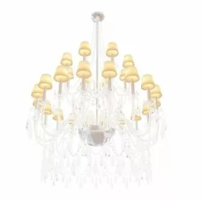 Living Room Crystal Chandelier With Shades 3d model