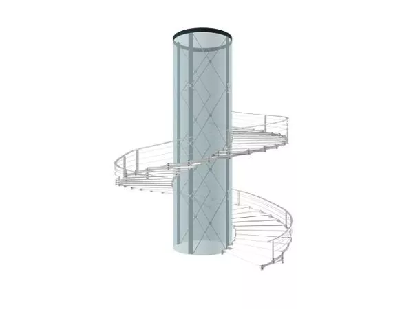 Staircase With Right Handrail 3d model