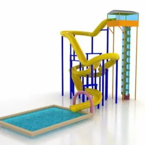 Large Spiral Water Slide Structures 3d model