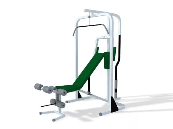 Gym Bench Exercise With Bar Column 3d model