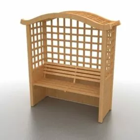 Garden Wooden Lattice Arbor With Bench 3d model