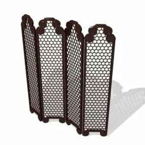 Antique Style Lattice Folding Screen 3d model