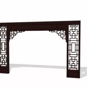 Antique Lattice Room Partition Wall 3d model