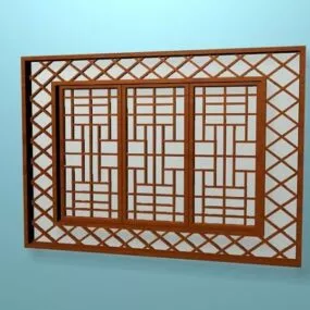 Lattice Wood Window Design 3d model