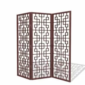Latticework Wooden Folding Screen 3d model