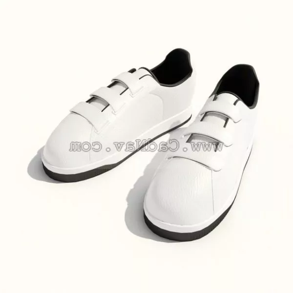 White Leather Flat Men Shoe 3d model White Leather Flat Men Shoe 3d model
