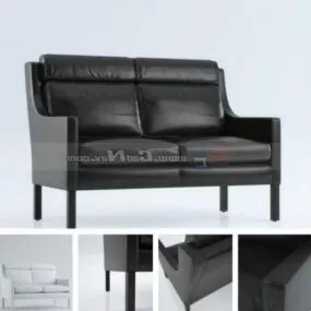 Leather Two Seats Settee Furniture 3d model