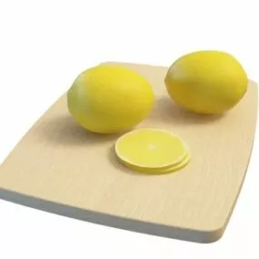 Fruit Lemon And Cutting Board 3d model