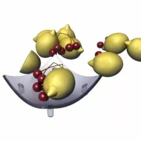 Lemons Fruit Glass Plate 3d model