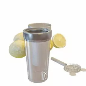 Lemons And Fruit Cups 3d model