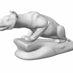 Leopard Sculpture Statue 3d model