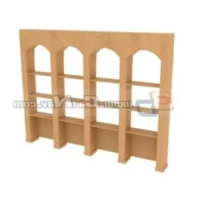 Library Wood Bookshelf Furniture 3d model
