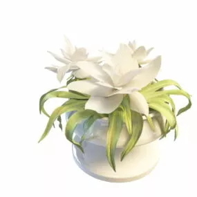Lily Flowers In Ceramic Vase 3d model