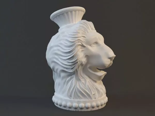 European Lion With Ball Statue 3d model
