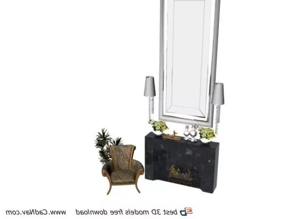 Rectangular Mirror On Wall 3d model