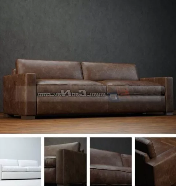 Dark Green Leather Loveseat Sofa 3d model