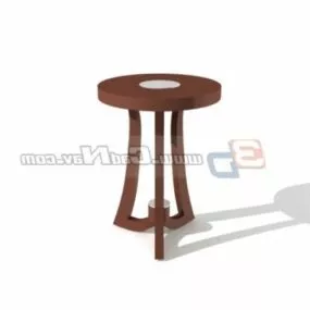 Living Room Wood Round Stool 3d model