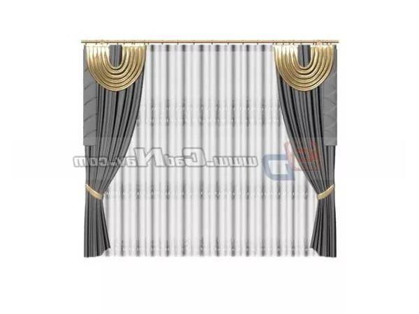 Living Room Window Curtain 3d model Living Room Window Curtain 3d model