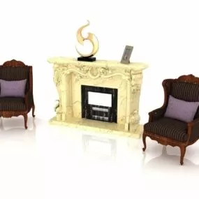Living Room Fireplace Furniture 3d model