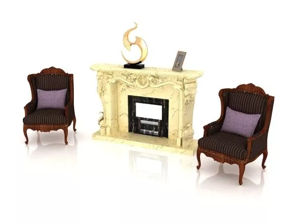 Living Room Fireplace Furniture 3d model Living Room Fireplace Furniture 3d model