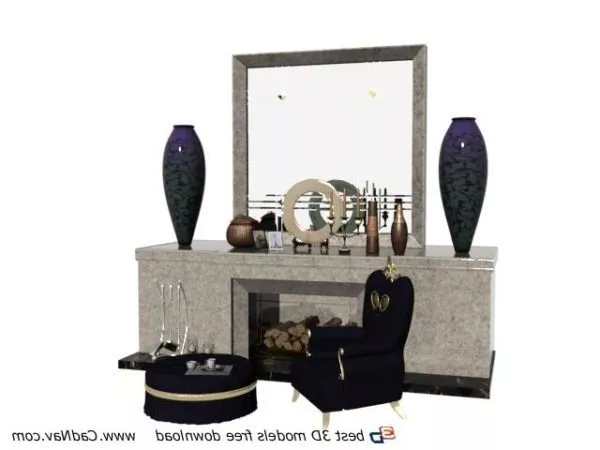Living Room Coffee Table With Fireplace 3d model Living Room Coffee Table With Fireplace 3d model